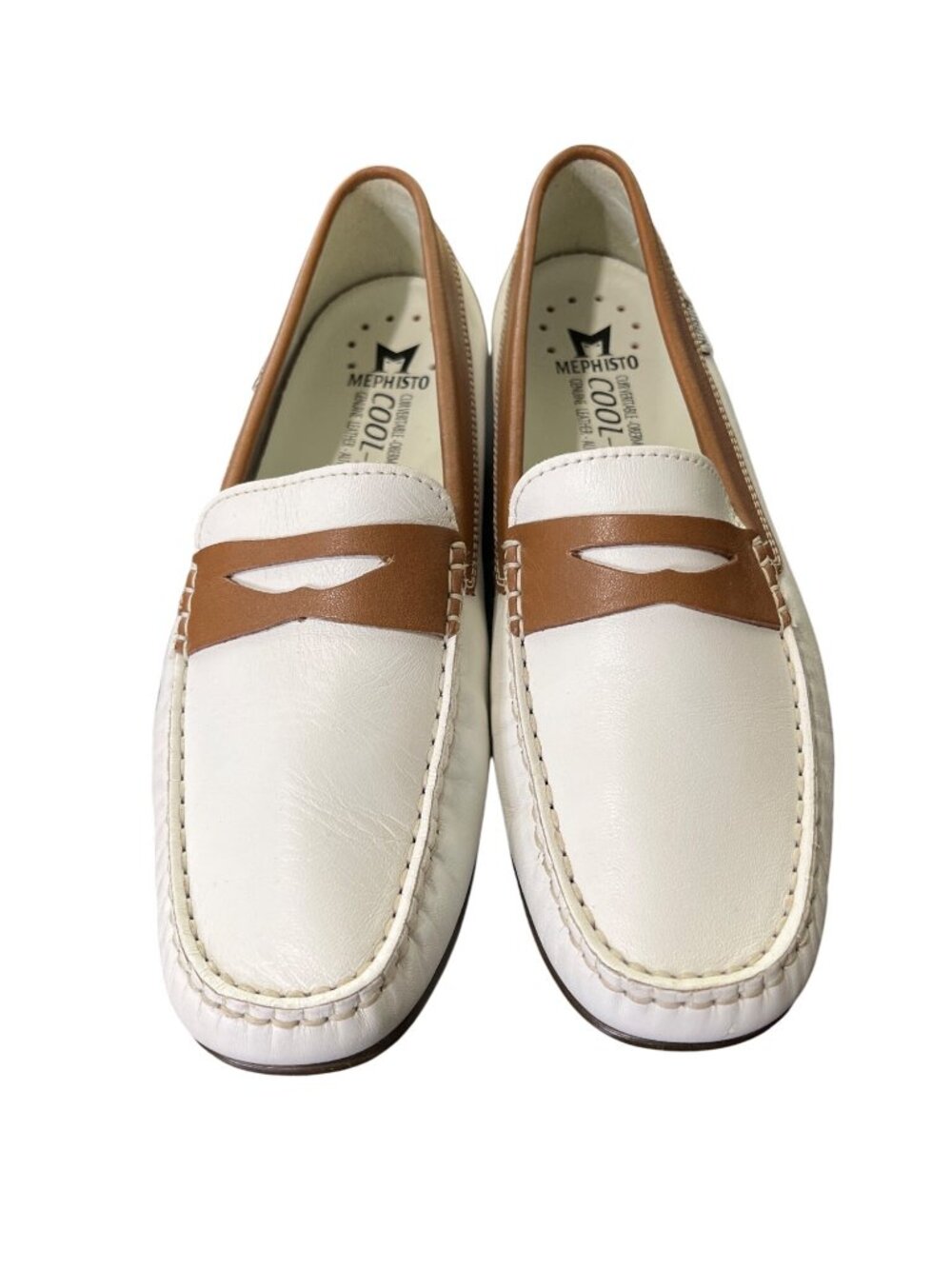 Mephisto Womens Size 9 Janet Penny Loafers Cool-Air White Tan Leather Slip-On - Picture 2 of 9